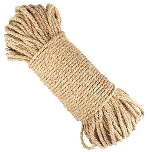 Corda di corda di juta spessa 5 mm 50 m Corda di canapa a 3 strati spago da giardino resistente per artigianato, avvolgimento, decorazione, giardinaggio
