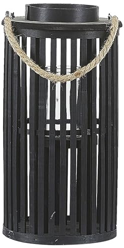 Laterne Weidenholz/Glas für Indoor und Outdoor Höhe: 40 cm schwarz Luzon