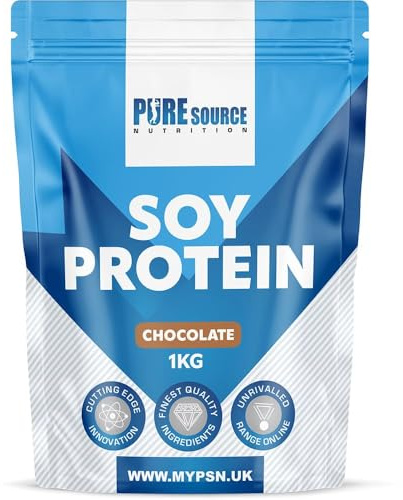 Pure Source Nutrition Soy Protein Isolate Powder (90% Protein) 1Kg Chocolate SOYA Protein Vegan Powder for Superfood Supergreens Dairy Free Plant Based Protein (1kg, Chocolate)