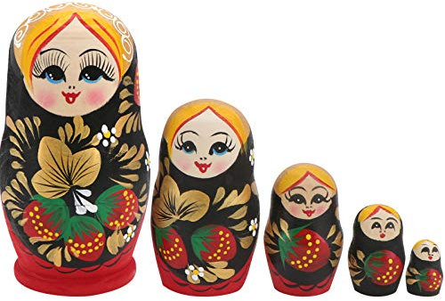 Tomaibaby 5 Stücke Holz Matroschka Puppen Figuren Valentinstag Deko Objekt Matrjoschka Dekofigur Matryoshka Russische Holzfiguren Spielzeug Silvester Tischdeko für Hochzeit Geschenke