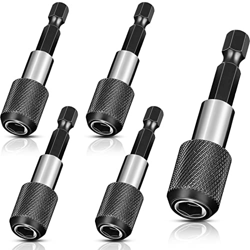 5 Pcs 1/4 Inch Hex Shank Quick Release Bar Socket Screwdriver Bit Holder Magnetic Drill Accessories Extension Drill Quick Chuck Adapter Set for Screws Nuts