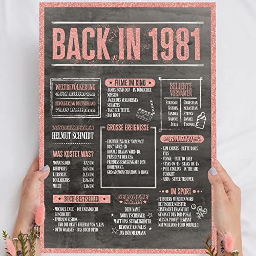 44 Geburtstag Frauen Rosegold Holzbild Back in 1981 personalisierbar zum Hinstellen/Aufhängen opt. beleuchtet, 44 Geburtstag Frau Deko, 44 Geburtstag Frau, 44. Geburtstag Frau, Geschenk 44 Geburtstag