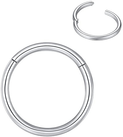 BLESSMYLOVE Silber 1.2mm 10mm Nasenring Hoop 316L Chirurgenstahl Knorpelohrring Septum Clicker Ring Edelstahl Klappbarer Segmentring Lippenring Conch Daith Helix Rook Tragus Snug Body Piercing Schmuck