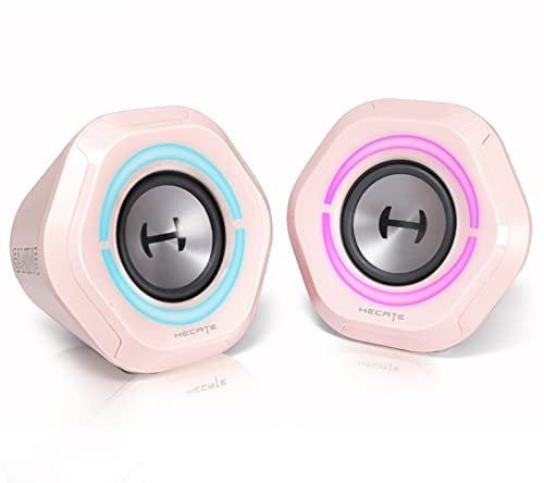 Edifier G1000 Computer Speakers: Real 10w Computer Speakers for Desktop - Loud Gaming Speakers for PC with Controllable RGB - Bluetooth 5.3 PC Speakers USB/3.5mm AUX Inputs for Room and Garage (Pink)