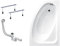 BADLAND Cornea Baignoire d'angle originale en acrylique blanc 140 x 80 cm, kit complet avec pieds et bonde automatique exclusive chromée, fabriquée en UE, 3 en 1