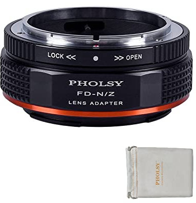 PHOLSY FD en Z Adaptador Objetivos Montura con Palanca de Apertura Compatible con Objetivos Montura Canon FD FL y Compatible con Nikon Z Cuerpo Cámara, Z FC, Z30, Z9, Z8, Z6 II, Z7 II, Z5, Z50, FD-Z