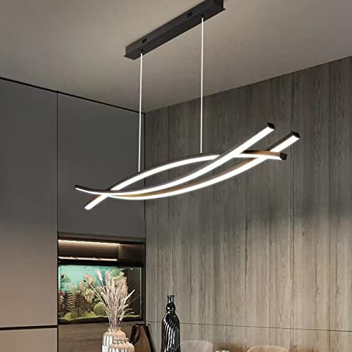LED Pendelleuchten Dimmbar Esstisch Esszimmer Hängeleuchte mit Fernbedienung Pendellampe Wohnzimmer Küchen Hängend Lampe Moderne Höhenverstellbar Kronleuchter Büro Küche Leuchte (Schwarz, L100cm)