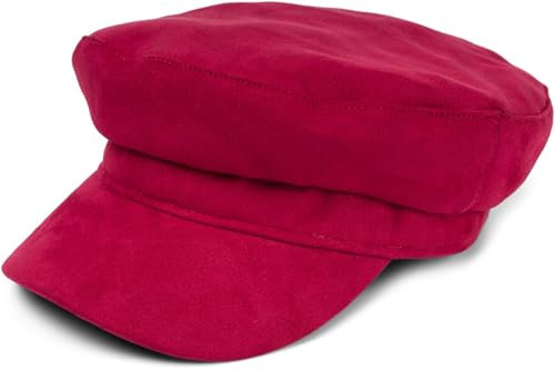 styleBREAKER Damen Ballonmütze in weicher Veloursleder Optik, Schirmmütze, Bakerboy Schiebermütze, Newsboy Cap 04023091, Farbe:Bordeaux-Rot