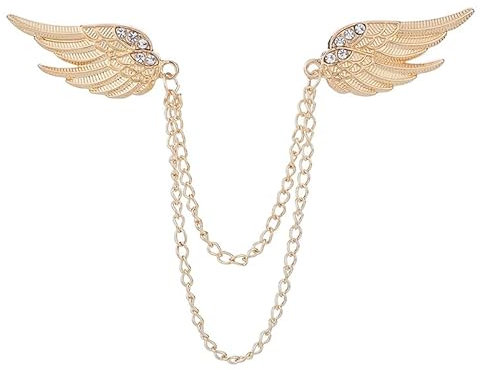 Set Of 2PCS Rhinestone Crystal Angel Wings Brooch Pin For Women Men Clothes Suit Dresses Shirt Jewelry Accessory Silver Gold
