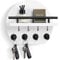 Nekon Key Holder for Wall - 9.8 Inch Apartment Wall Decor with Shelf and 8 Key Hooks, Circular Wood Key Hanger for Home Decor (White)