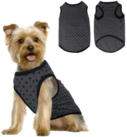 PetSmiler Hundeshirts für Kleine Hunde Katze - Polka Punkt Shirts für Hunde Tshirt Hundepullover Dünn Hundehemd Kleine Hunde Chihuahua Kleidung Katzen Kleidung, Schwarz XS