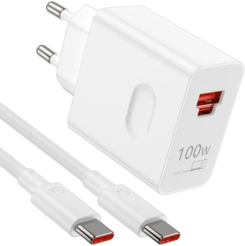 100W Supercharge Schnellladegerät für Honor 200 Pro 400 pro,2 Port USB C Ladegerät USB C Power Delivery mit 6A Typ C zu C Ladekabel 1M für Honor Magic7 Pro 7Lite 6Lite 6Pro X6b 200 Lite Pad X8a 9