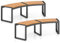 GOPLUS Gartenbank Holz, 2-3 Sitzer Holzbank wetterfest, Sitzbank Outdoor, gebogen, Parkbank ohne Rücklehne, bis zu 360kg belastbar, Bank Garten Terrasse Balkon (Natur,2)