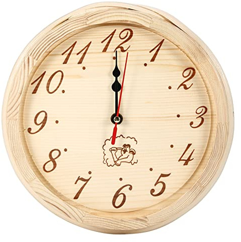 Beufee Saunauhr, 23 cm Durchmesser Sauna Timer Holz Digital handgefertigte Alarmanaloge Uhr für den Gebrauch von Heimbüro
