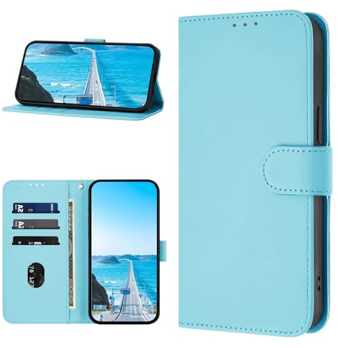 YIRRANZD für Xiaomi Redmi Note 9 Pro/Redmi Note 9S Hülle, Klapphülle PU Lederhülle [Kartenfach] Schutzhülle, Stoßfeste Flip Wallet Case für Redmi Note 9 Pro/Note 9S Handyhülle (Hellblau)
