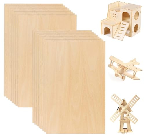 Sperrholzplatte,16 Stück Linde Sperrholz(200 * 100 * 2mm) | Dünne Holz-Zuschnitte, Lindensperrholz Holz Platten für DIY Modell Kunst und Handwerk Gemälde