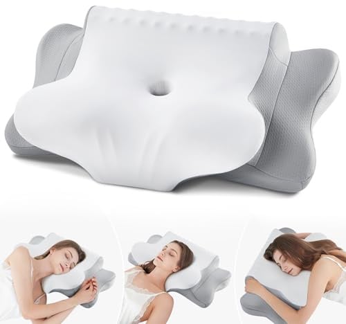 Nackenkissen Bücherkissen Kopfkissen, Memory Foam Kissen Ergonomisches Kopfkissen, Nackenstützkissen für Seitenschläfer, Rücken und Bauchschläfer