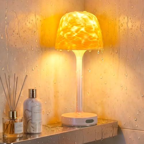Ollny Spa-Like Shower Lamp Rechargeabl Bathroom Cordless Bath Light Khaki | Type-C Rechargable/3600mAh Battery/Low Voltage/IP44 Waterproof/Memory Function/16 Ocean Wave Projector Mood Shower Bath Lamp
