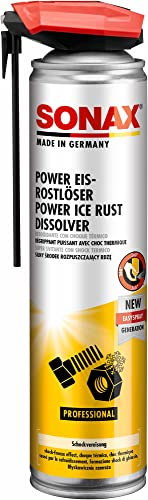 SONAX Disolvente de óxido PowerEis con EasySpray (400 ml) protege permanentemente las piezas metálicas desnudas contra la corrosión y elimina los chirridos y crujidos | N.° 04723000