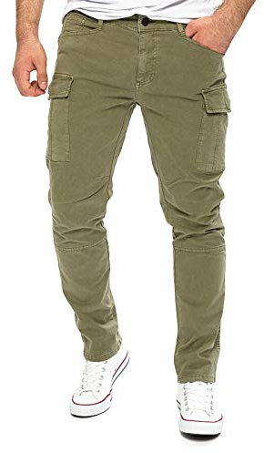 Yazubi Jayden - Cargohose Mit Gummizug - Arbeitshose Herren - Cargo Chino Jeans Hose Männer, Grün (Dusky Green 170517), W28/L34