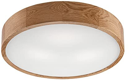 Licht-Erlebnisse Deckenleuchte Glas Holz Eiche Wohnzimmer Treppenhaus Ø47 cm E27 blendarm rund groß Modern wohnlich 3-flammige Deckenlampe Flur ARBARO