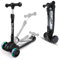 YOLEO Monopattino Bambini 3 a 10 Anni, Monopattino 3 Ruote con Ruote Lampeggianti in LED, Kids Scooter, Regolabile in Altezza, capacità Massima di 50 kg, Regalo per Bambini (Nero-Pieghevole)