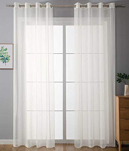 2er Set Ösenvorhänge Transparent »Uni« Gardine HxB 225x140 cm Creme Stores Vorhang Ösen Bleibandabschluß Wohnzimmer, 20332-cn2