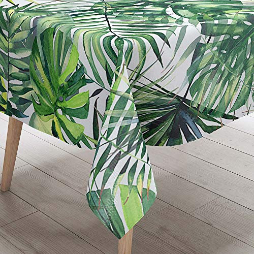 DOTBUY Tischdecke Abwaschbar Garten, Wasserabweisende Tischdecke Rechteckig Abwischbare Wachstuch Desktop Dekorative Tuch Hotel Bankett Party (Grünes Blatt G,140x260cm)