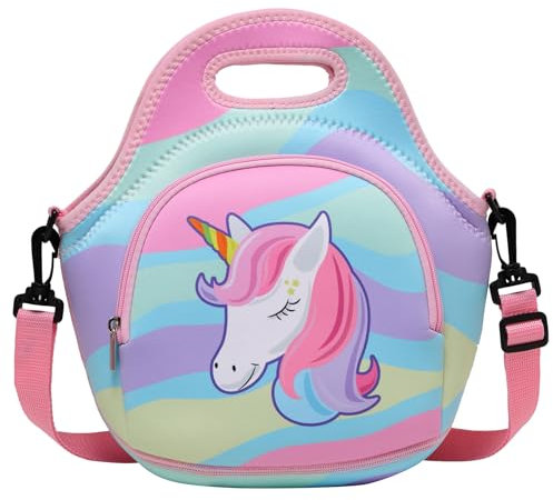 Lunch Bag for Girls, Chasechic Cute Unicorn Lightweight Neoprene Tote Lunch Boxes for Toddler Kids with Detachable Adjustable Shoulder Strap