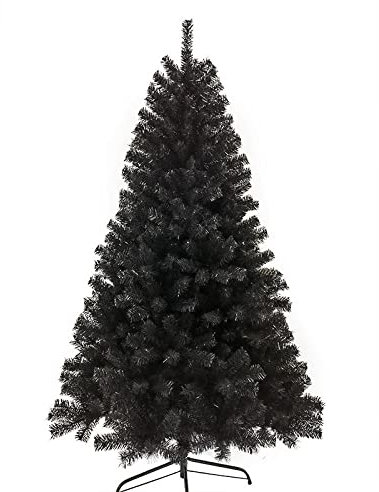 WmHeoo2077 Spritzguss Weihnachtsbaum künstlich,schwer entflammbarer Tannenbaum,Großer schwarzer Weihnachtsbaum, verschlüsselter PVC-Weihnachtsbaum-schwarz_180CM