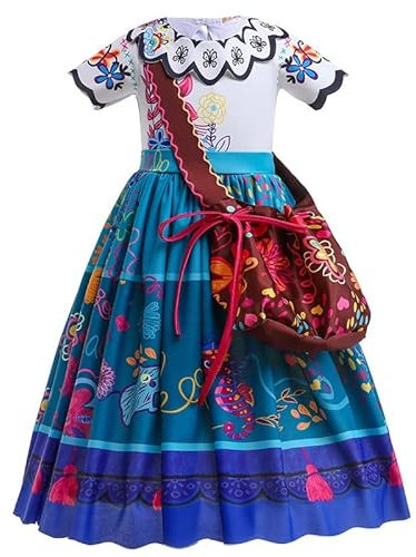 Sincere Party Mädchen Mirabel Kleid mit Tasche Encanto Prinzessin Kostüm für Mädchen 3T-4T/110