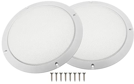 X AUTOHAUX Lot de 2 cache-haut-parleurs de voiture en métal avec 8 vis Blanc 20,3 cm