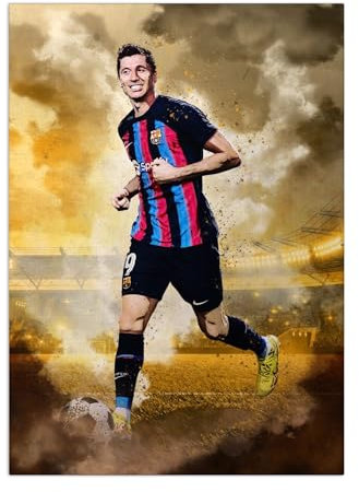Displate FC Barcelona Metal Poster Barcelona Poster Fc Barcelona Deko Barcelona Plakette FC Barcelona Fanartikel FC Barcelona - FCB Dark Heroes - Lewandowski 2 Poster 32x45cm