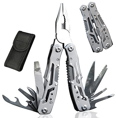 Regali multiuso per uomini, strumento multiuso per San Valentino, in acciaio inox multifunzione coltello pieghevole multiutensile, pinza multifunzione con custodia