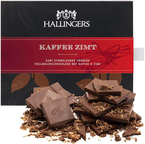 Hallingers Kaffee-Zimt - Vollmilch Edel-Schokolade mit Kaffee & Zimt - handgemacht, alkoholfrei (Box) - Geschenkideen Weihnachten & Geschenke Adventskalender | Geburtstag Glückwunsch Jahrestag Neues Z
