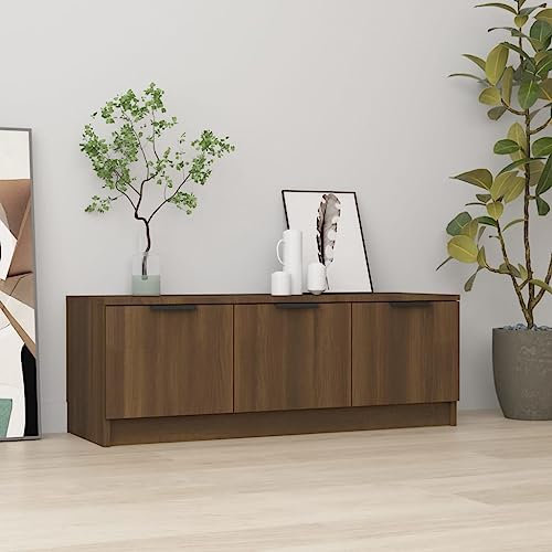 Coavain Mobile TV Marrone Rovere 102x35x36,5cm in Legno Multistrato, Sotto TV da Terra, Mobiletto Basso, Libreria Chiusa