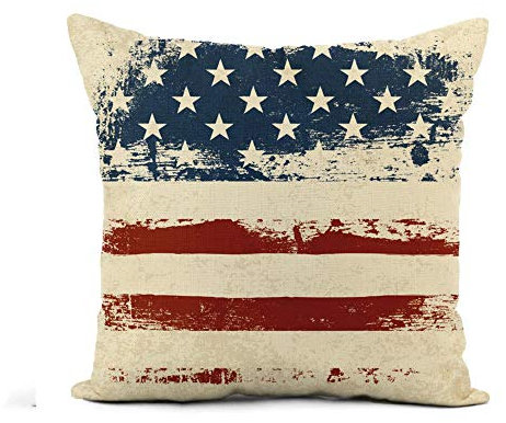 Kopfkissenbezug Militärische Amerikanische Flagge Vintage Usa Amerika Patriotisch Winken Juli Kissenbezüge Gemütliche Zierkissenbezug Weich Dekokissen Kissenhülle Für Büro Bett 45x45cm
