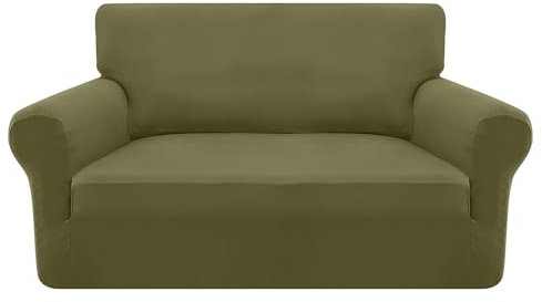 Granbest Stretch-Sofabezug für 2-Sitzer, superweiche Mikrofaser, Sofa-Schonbezug, rutschfest, Spandex, Möbelschutz für Hunde, Haustiere (2-Sitzer, Avocadogrün)