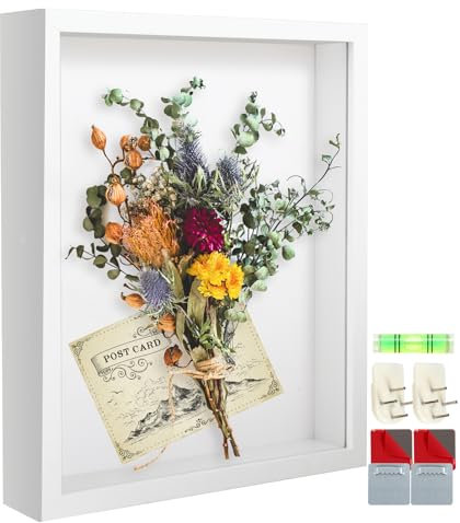 HXJDAM 3D Bilderrahmen zum Befüllen,Bilderrahmen Tief 15x20 cm,3D Objektrahmen Tiefer 3cm-Weiß,bilderrahmen tief zum befüllen für Objekte, Blumen, Erinnerungsstücke, Geschenk für Familie Freunde usw.
