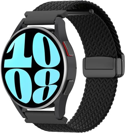 Astorgos Cinturino Intrecciato Compatibile con Samsung Galaxy Watch 7 FE 6 5 4 40mm 44mm/6 Classic 43mm 47mm/5 Pro 45mm/4 Classic 42mm 46mm/3 41mm/Active 2, 20mm Cinturino Elastico, Nero