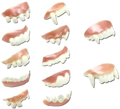 JJiaoLinin Dent de Vampire, 12 Pièces Dentier Humour de Dent de Vampire de Dents Collantes, Adaptés aux Halloween, Mascarade Costume Fête Faveurs et Cosplay