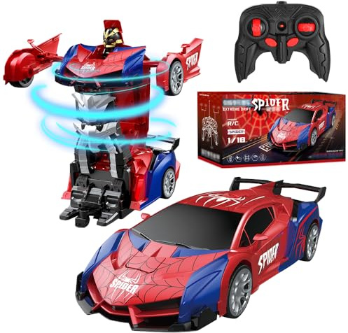 XEERUN Ferngesteuertes Auto Spider Spielzeug, 2.4GHz RC Auto mit Fernbedienung, 1:18 Aufladbarer mit LED Licht Drift Car, Draußen Spielzeug Rennauto