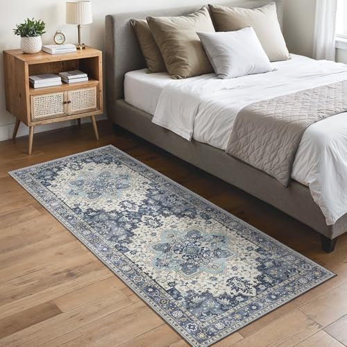 GENIMO Läufer Flur rutschfest 80x200cm, Vintage Teppiche Flur, Waschbare Teppich, Bettumrandung Schlafzimmer, Lang Läufer Küche, Korridor, Treppe