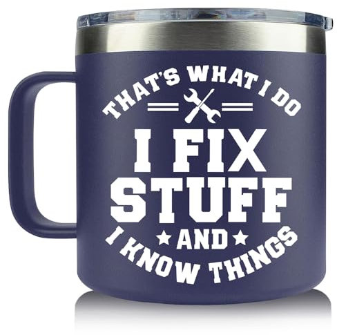 Stainless Steel Funny Mug, Birthday & Holiday Presents for Men Him Boyfriend Grandpa Uncle, Father’s Day Gifts, Valentines Day Gifts for Men 14oz Navy Blue