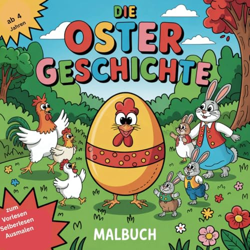 Mein Ostermalbuch: Eine abenteuerliche Ostergeschichte mit der Hasenfamilie Hoppel zm Ausmalen