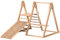 Torre de juego 3 en 1 para niños, triángulo de escalada con tobogán, columpio infantil, escalera de escalada, plataforma de madera, para interiores, estructura de escalada multifuncional Montessori