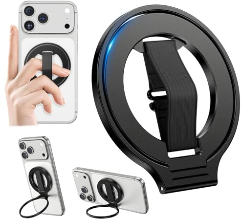 CloudValley Handy Ring Halterung Magnetisch für MagSafe, 360° Drehung N55 Starke Magnetkraft & Finger Handy Griff Ständer Zubehör für iPhone 17 16 15 14 13 12 Pro Max Kompatibel– Schwarz