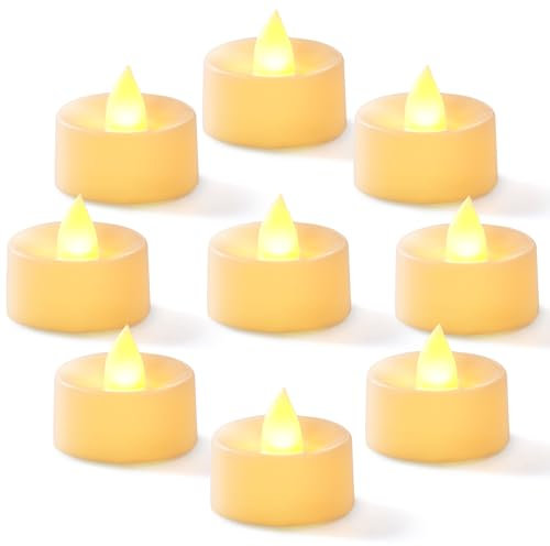 Homemory 24 Pack Warm Yellow Battery LED Tea Lights, Lasts 3X Longer, 200Hours, Flameless Flickering Tealight Candle, Electric Fake Candle for Votive, Wedding, Party, Table, Dining Room, Gift