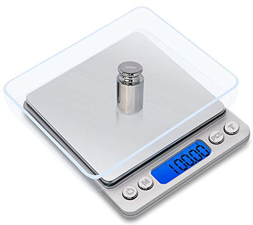 Mengshen Digital Schmuckwaage/Küchenwaage Steelyard 500 g (0,01 g), hochpräzise Milligramm-Taschenwaage Sensitive Portable Display mit Hintergrundbeleuchtung aus Edelstahl