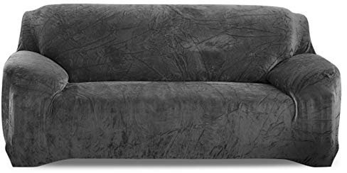 PETCUTE Sofabezüge Elastische 3 Sitzer Sofabezüge Dicke couchbezug Sofa Überwürfe Sofahusse Dunkelgrau